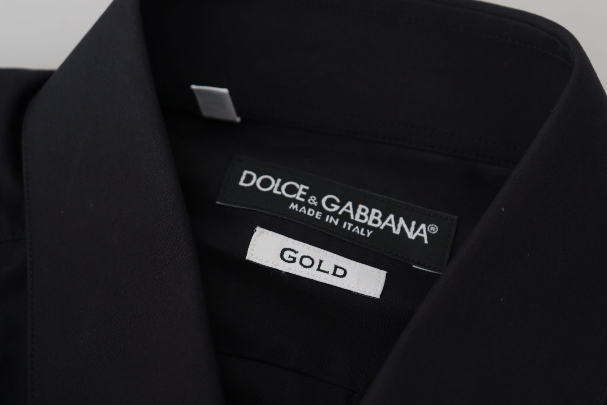 Dolce & Gabbana Black Cotton Slim Fit Formal Dress GOLD Shirt Dolce & Gabbana