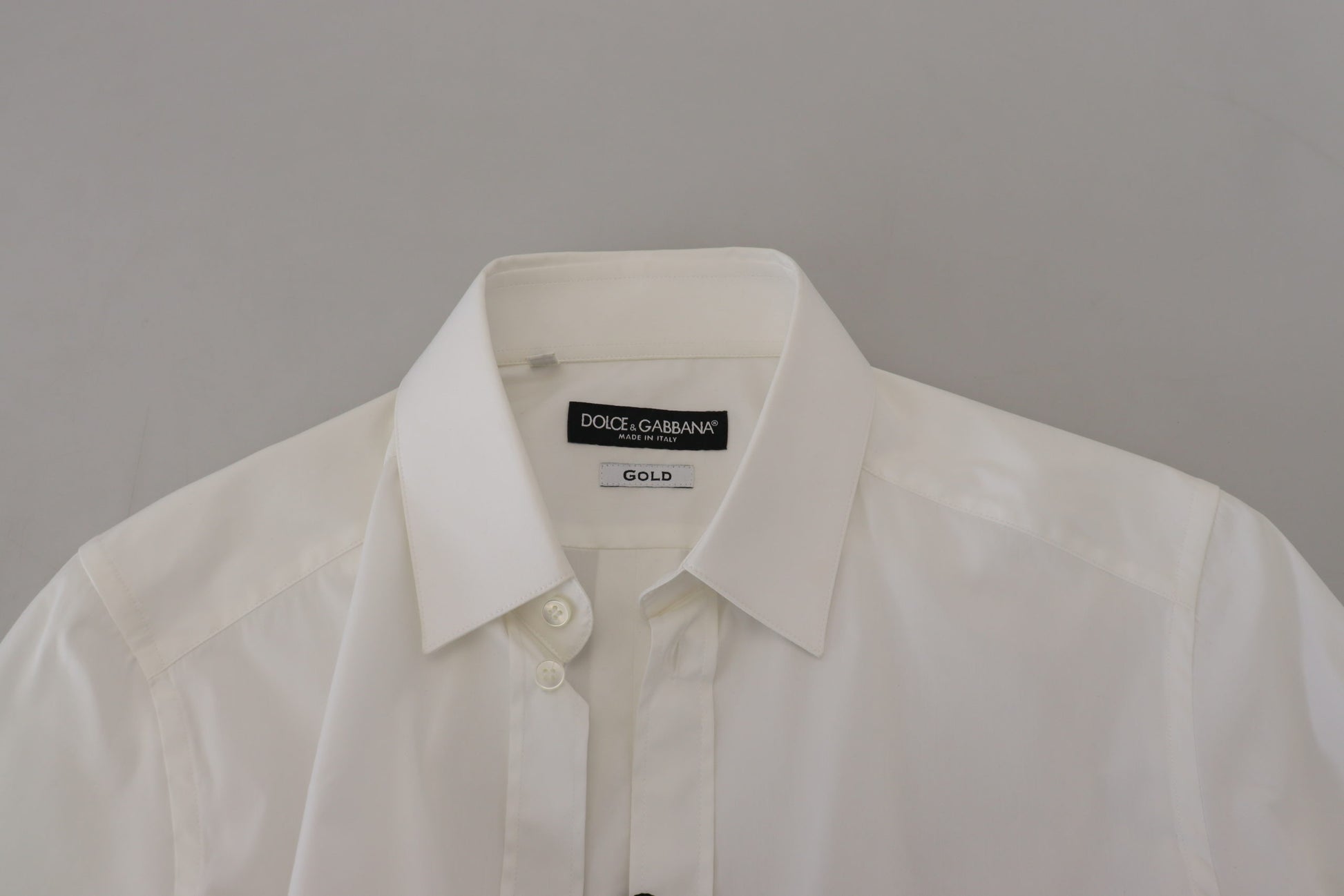 Dolce & Gabbana White Cotton Slim Fit Formal Dress GOLD Shirt Dolce & Gabbana