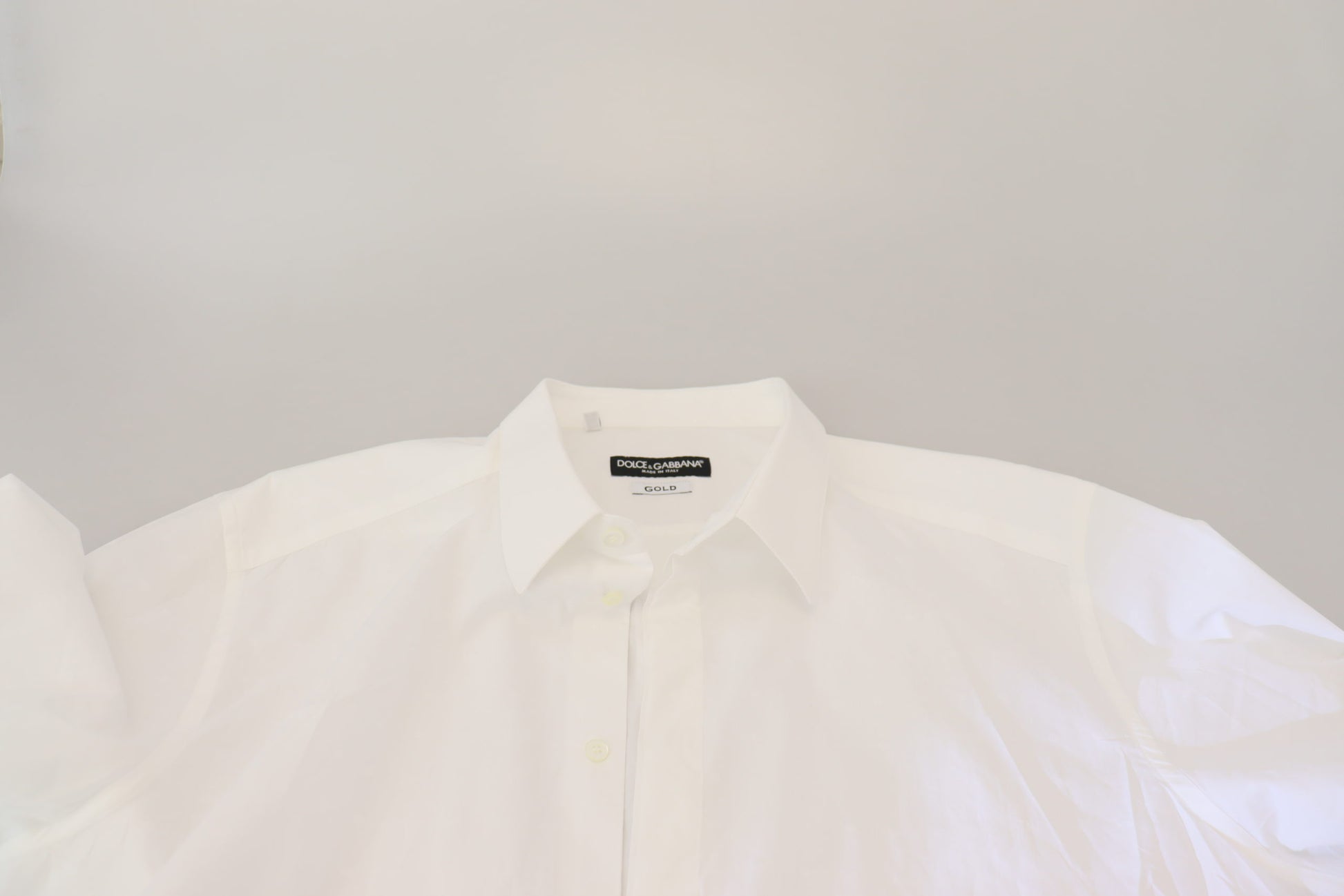 Dolce & Gabbana White Cotton Slim Fit Formal Dress GOLD Shirt Dolce & Gabbana
