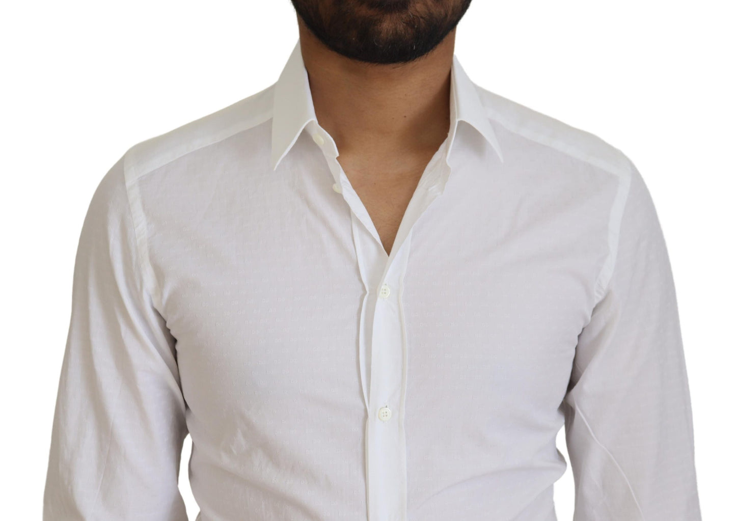 Dolce & Gabbana White Cotton Slim Fit Formal Dress GOLD Shirt Dolce & Gabbana