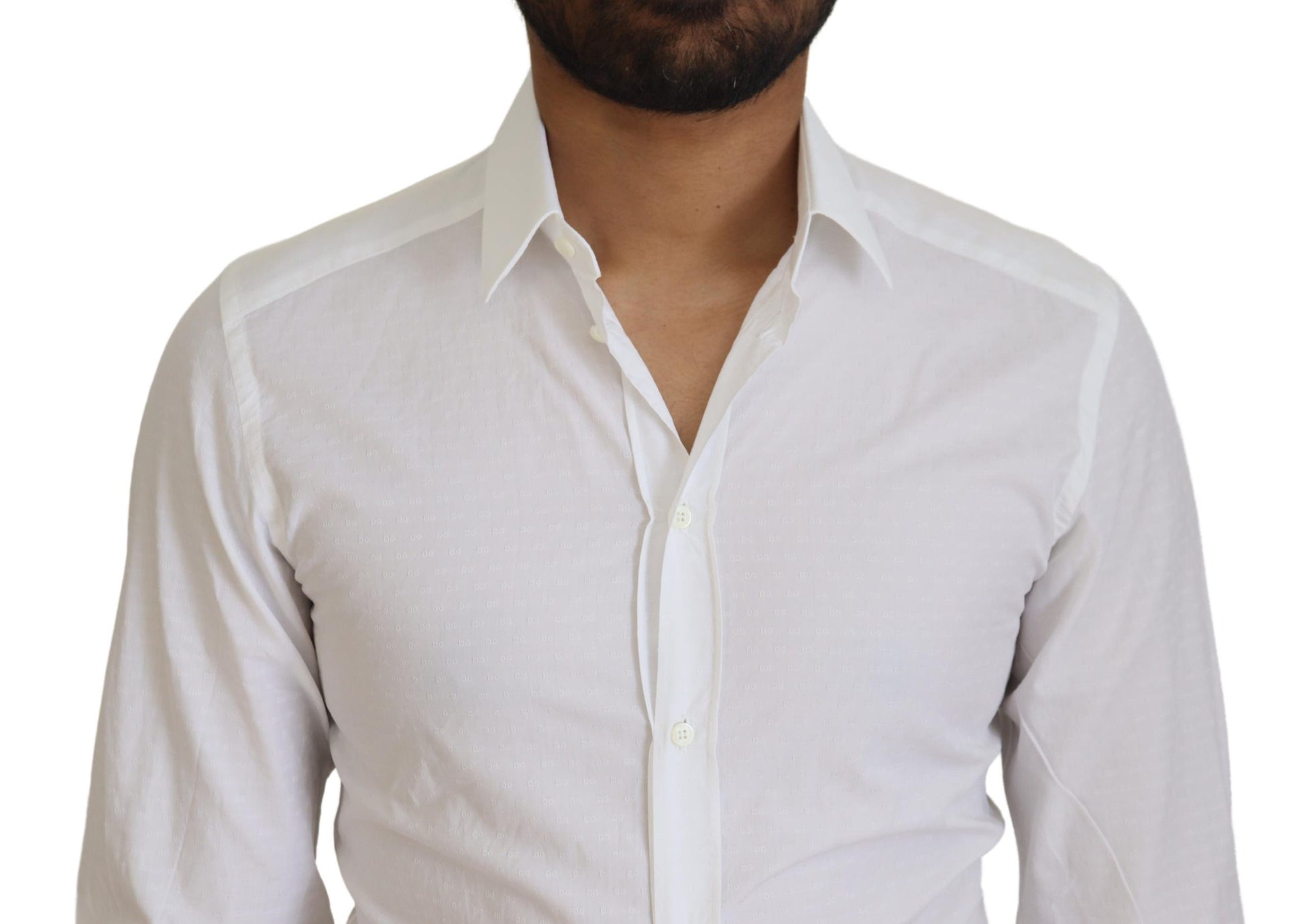 Dolce & Gabbana White Cotton Slim Fit Formal Dress GOLD Shirt Dolce & Gabbana