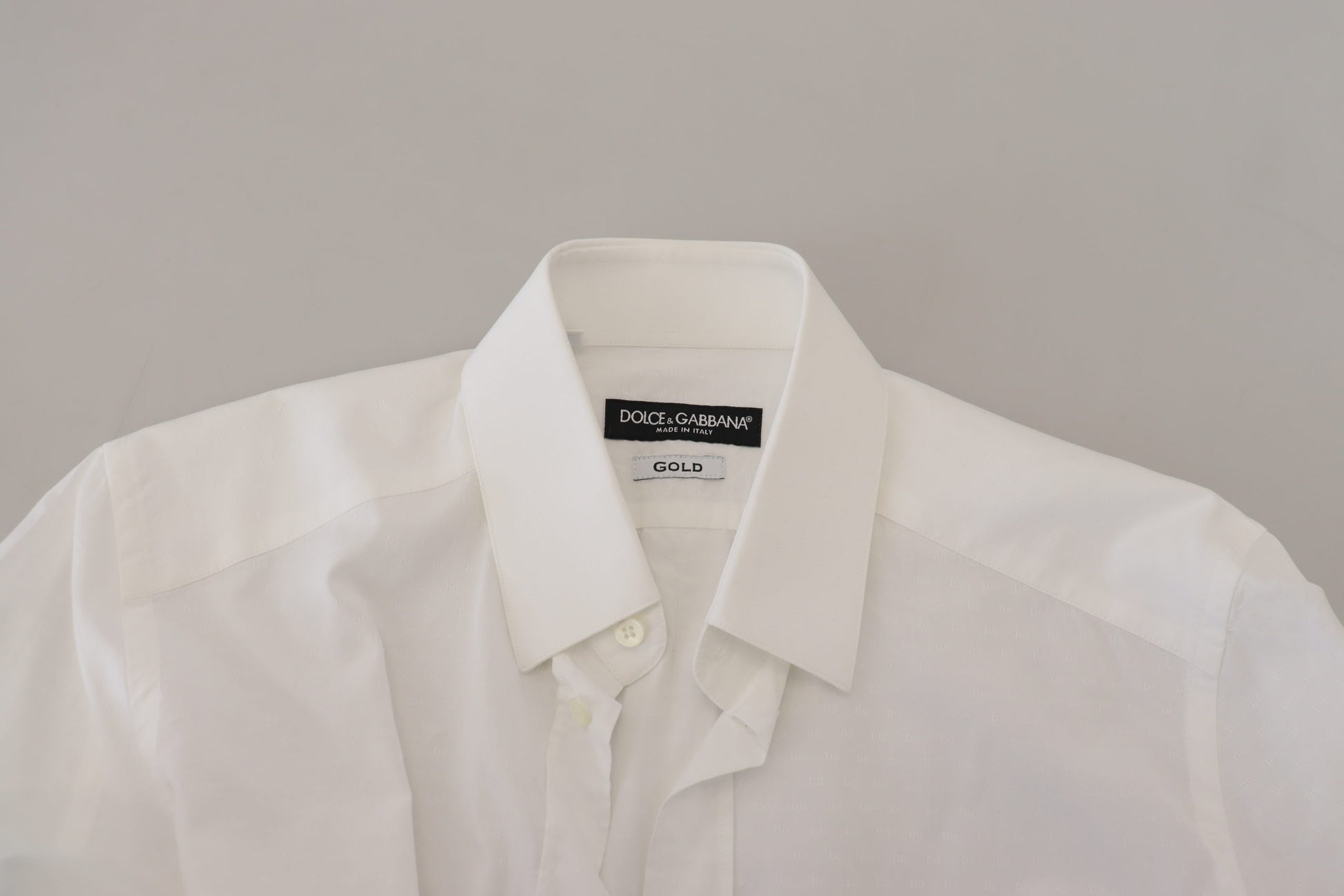 Dolce & Gabbana White Cotton Slim Fit Formal Dress GOLD Shirt Dolce & Gabbana