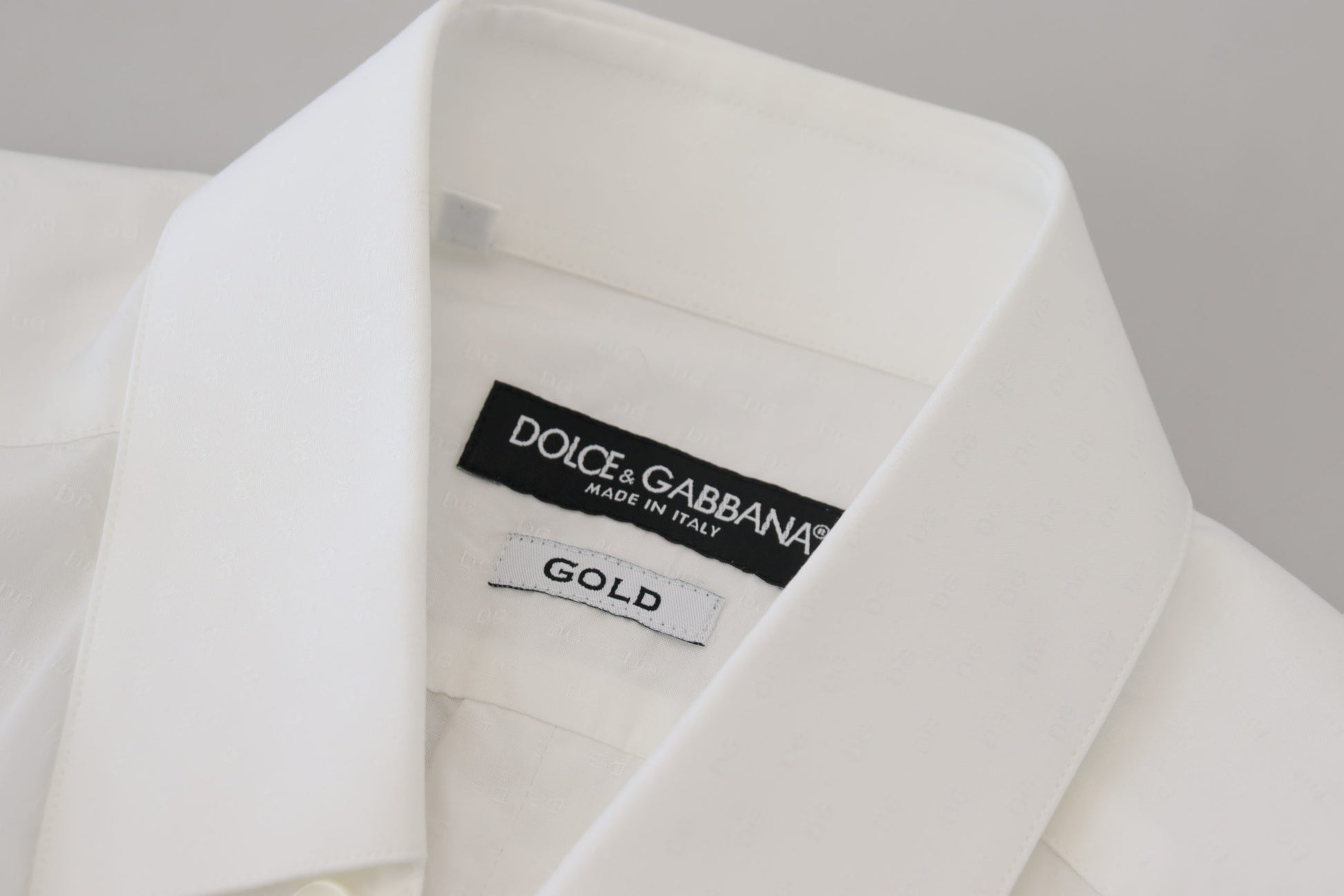 Dolce & Gabbana White Cotton Slim Fit Formal Dress GOLD Shirt Dolce & Gabbana