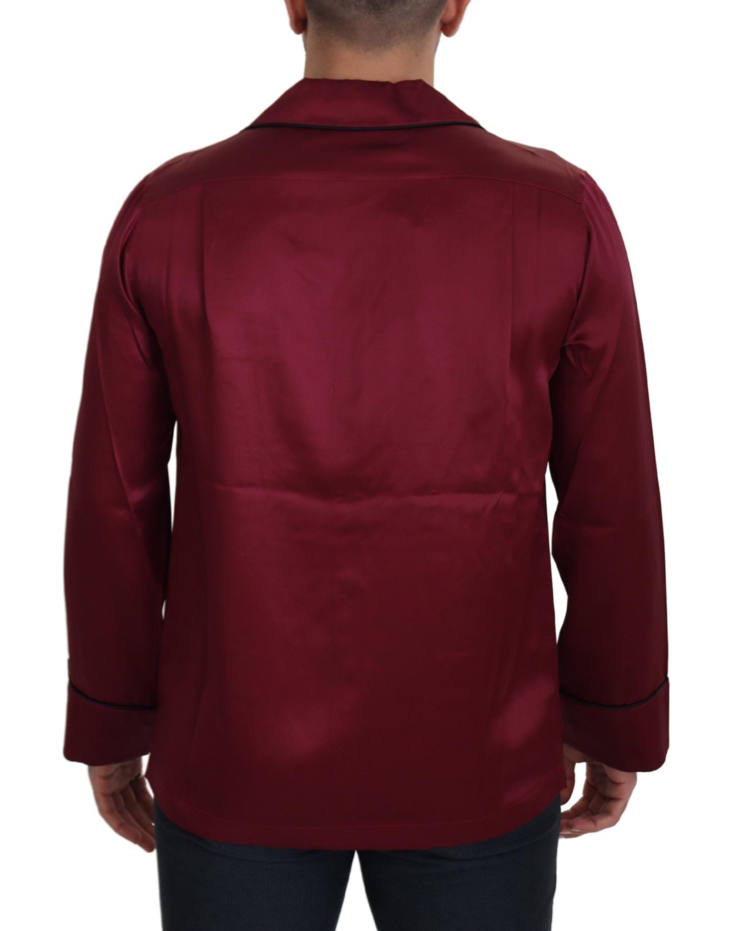 Dolce & Gabbana Red Silk Lounge Top Pajama Sleepwear Shirt Dolce & Gabbana