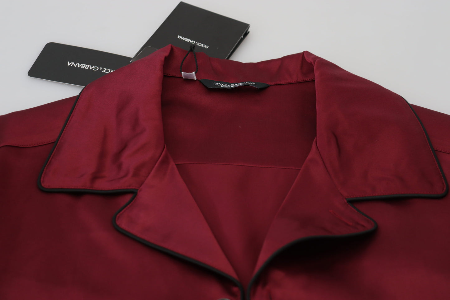 Dolce & Gabbana Red Silk Lounge Top Pajama Sleepwear Shirt Dolce & Gabbana