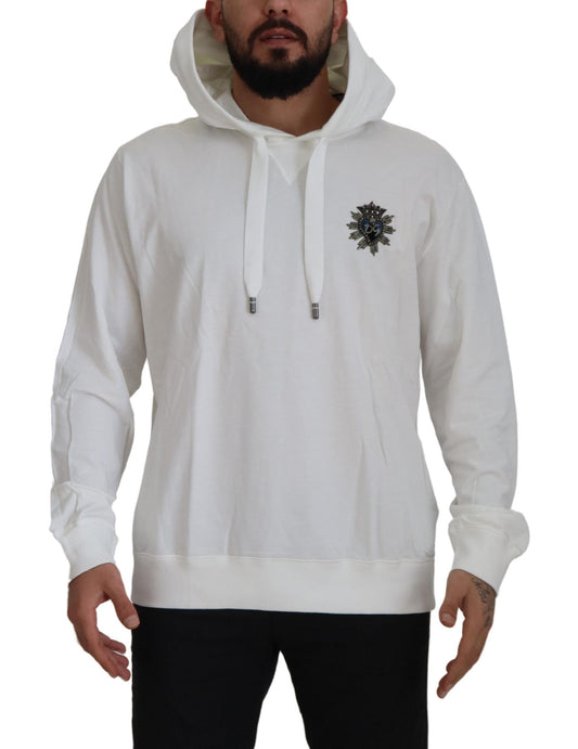 Dolce & Gabbana White Cotton Hooded Sweatshirt Sweater Dolce & Gabbana
