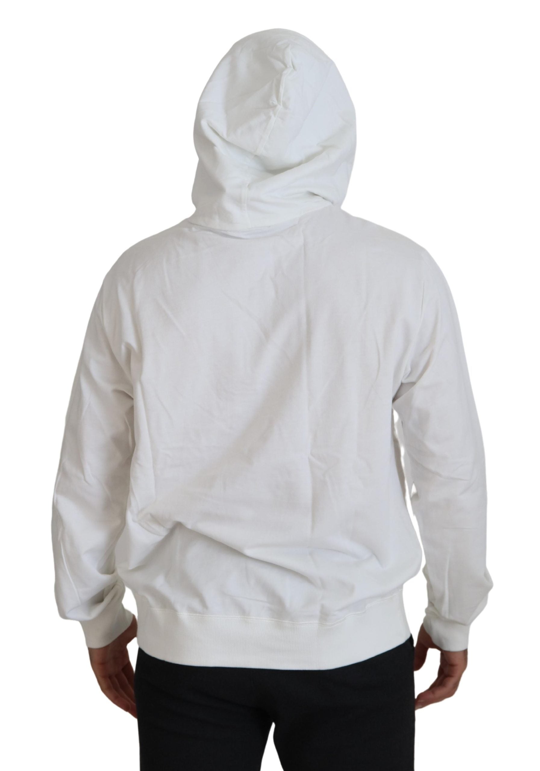 Dolce & Gabbana White Cotton Hooded Sweatshirt Sweater Dolce & Gabbana