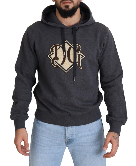 Dolce & Gabbana Gray Logo Cotton Hooded Sweatshirt Sweater Dolce & Gabbana