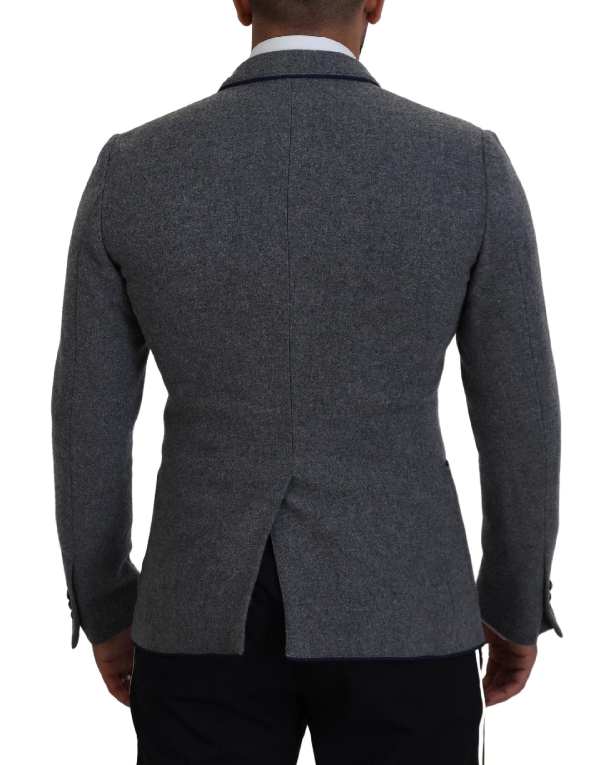 Dolce & Gabbana Gray Wool Roses Slim Fit Jacket Blazer Dolce & Gabbana