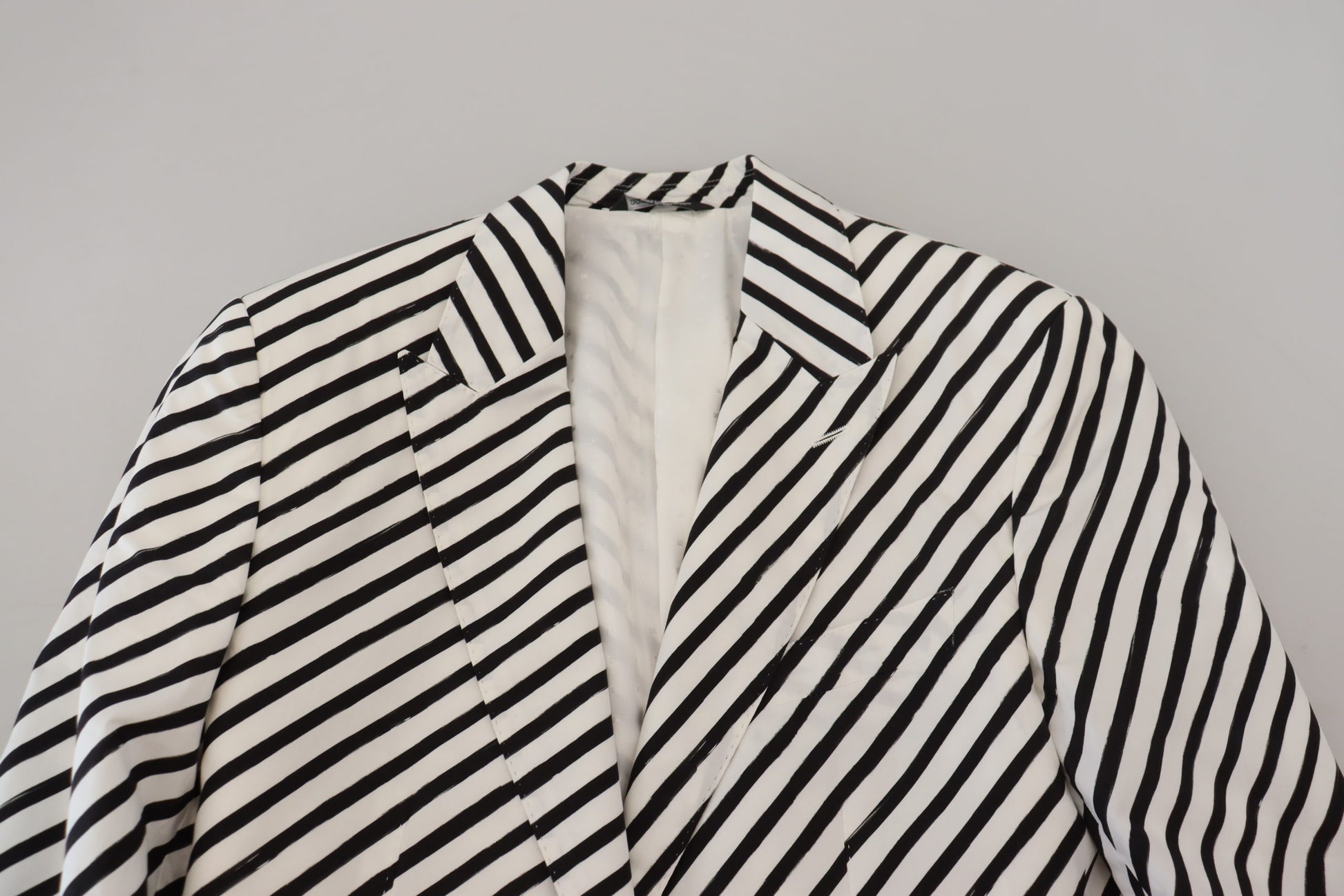 Dolce & Gabbana White Black Striped Slim Fit Jacket Blazer Dolce & Gabbana