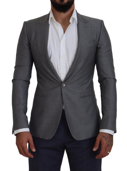 Dolce & Gabbana Gray Wool Silk Slim Fit Jacket Blazer Dolce & Gabbana