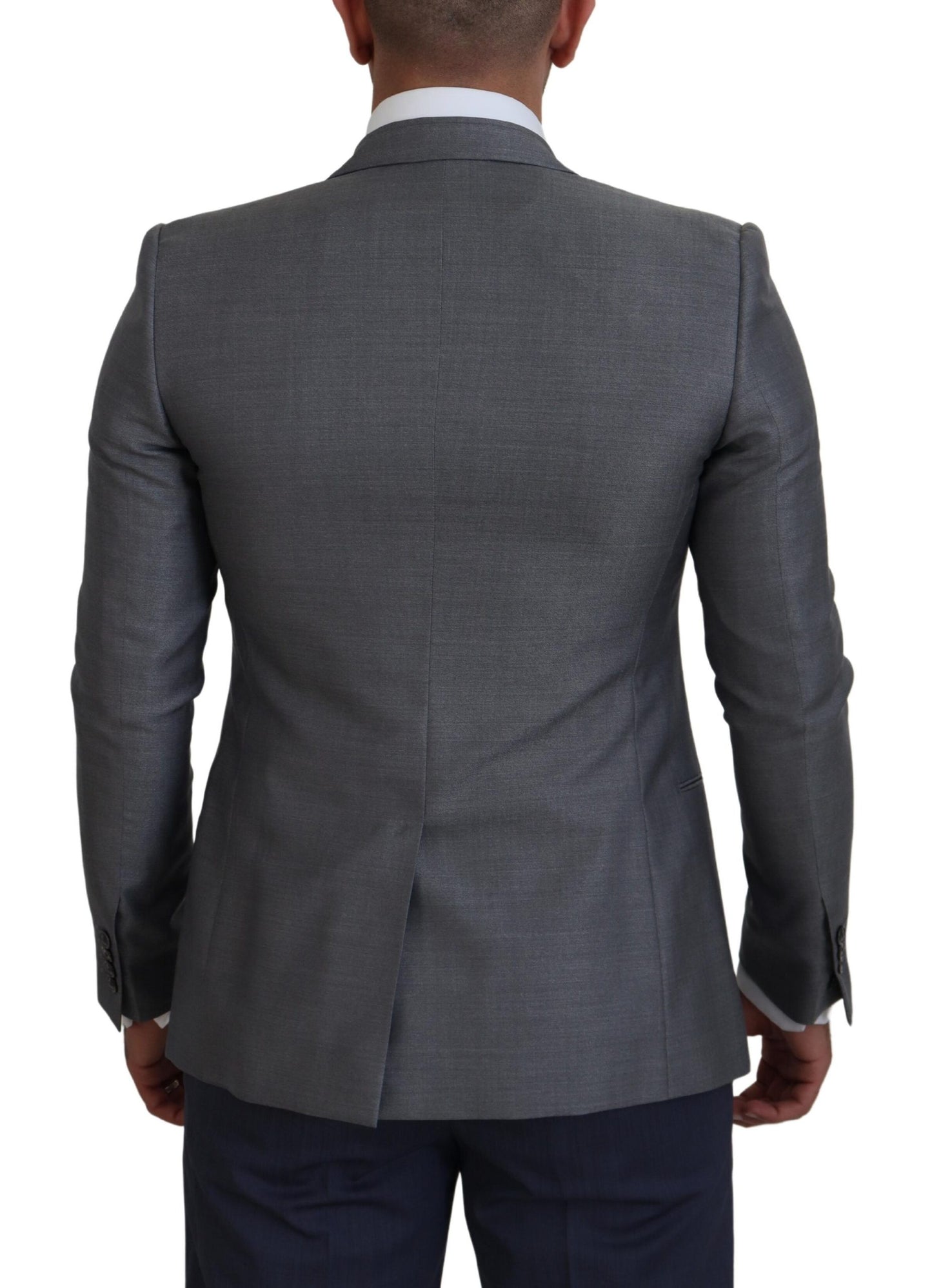 Dolce & Gabbana Gray Wool Silk Slim Fit Jacket Blazer Dolce & Gabbana
