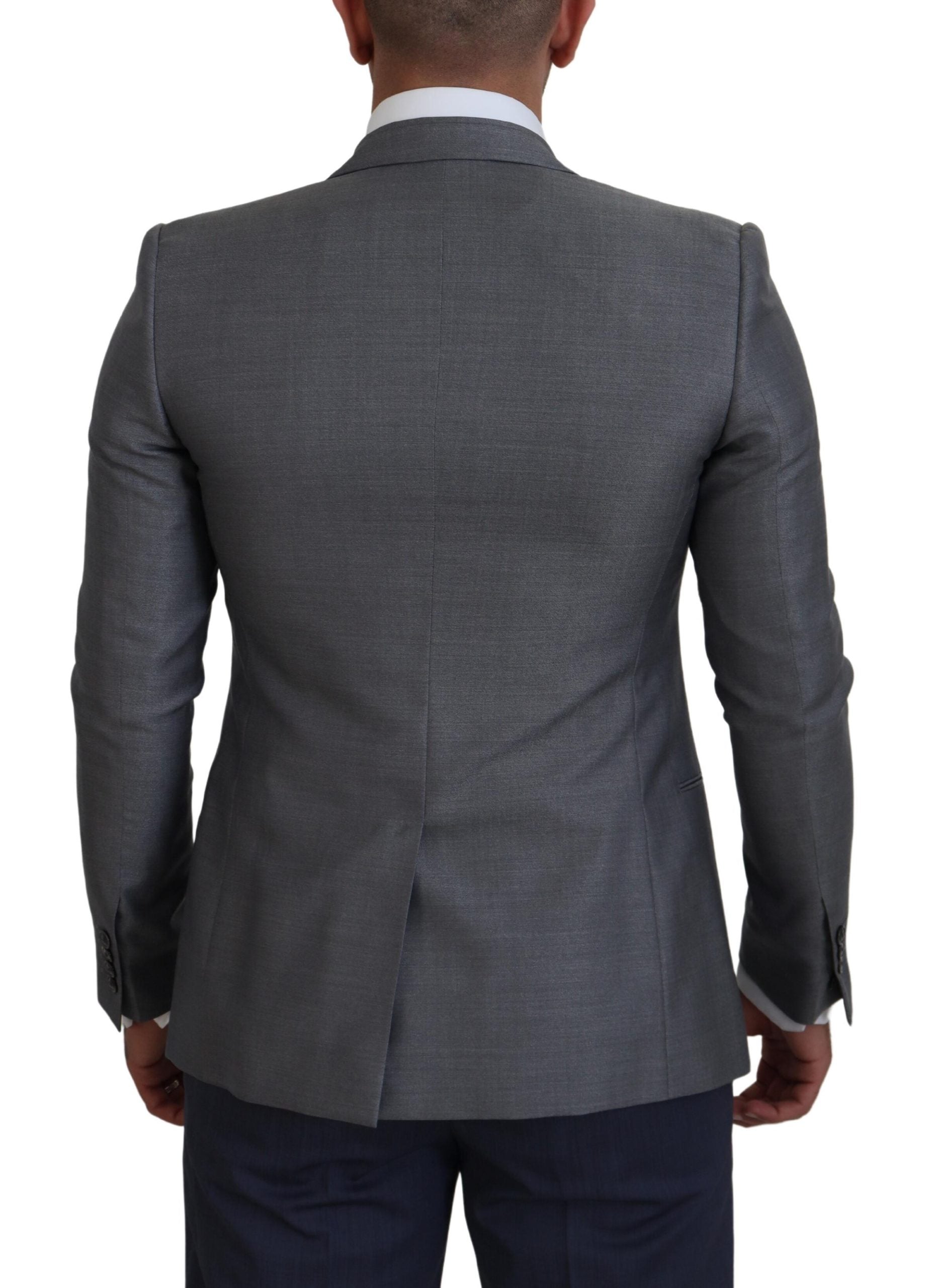 Dolce & Gabbana Gray Wool Silk Slim Fit Jacket Blazer Dolce & Gabbana