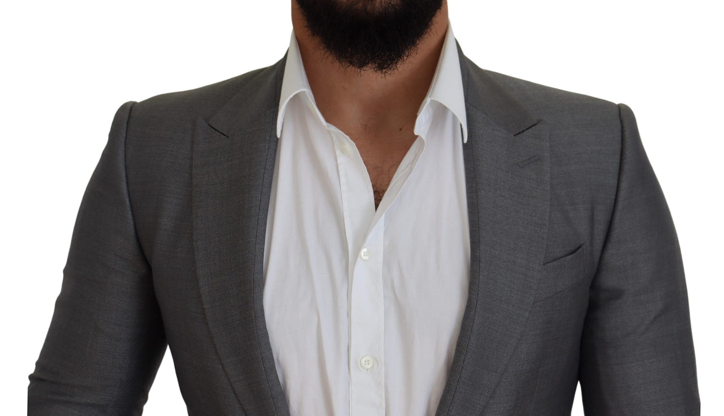 Dolce & Gabbana Gray Wool Silk Slim Fit Jacket Blazer Dolce & Gabbana