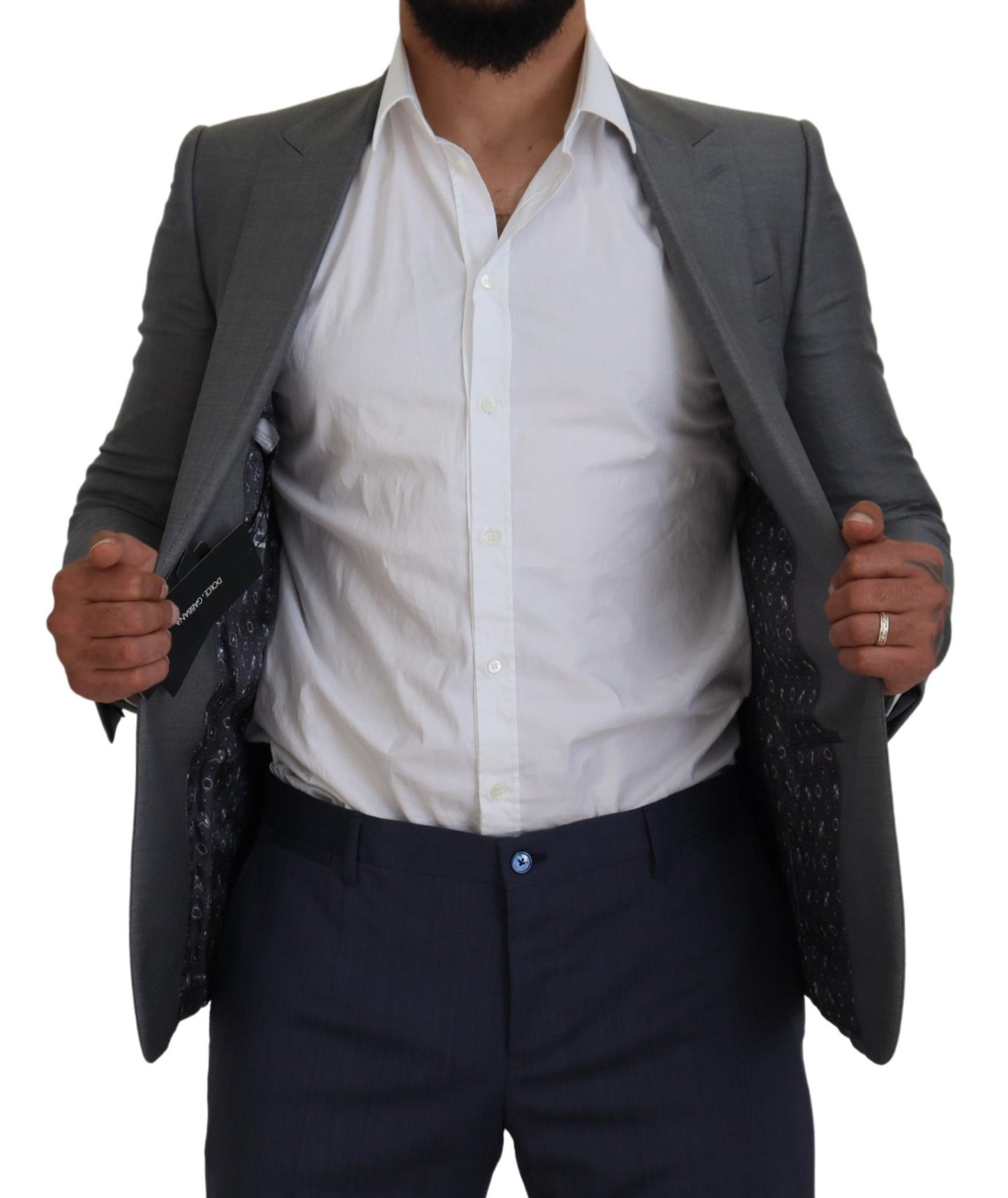 Dolce & Gabbana Gray Wool Silk Slim Fit Jacket Blazer Dolce & Gabbana