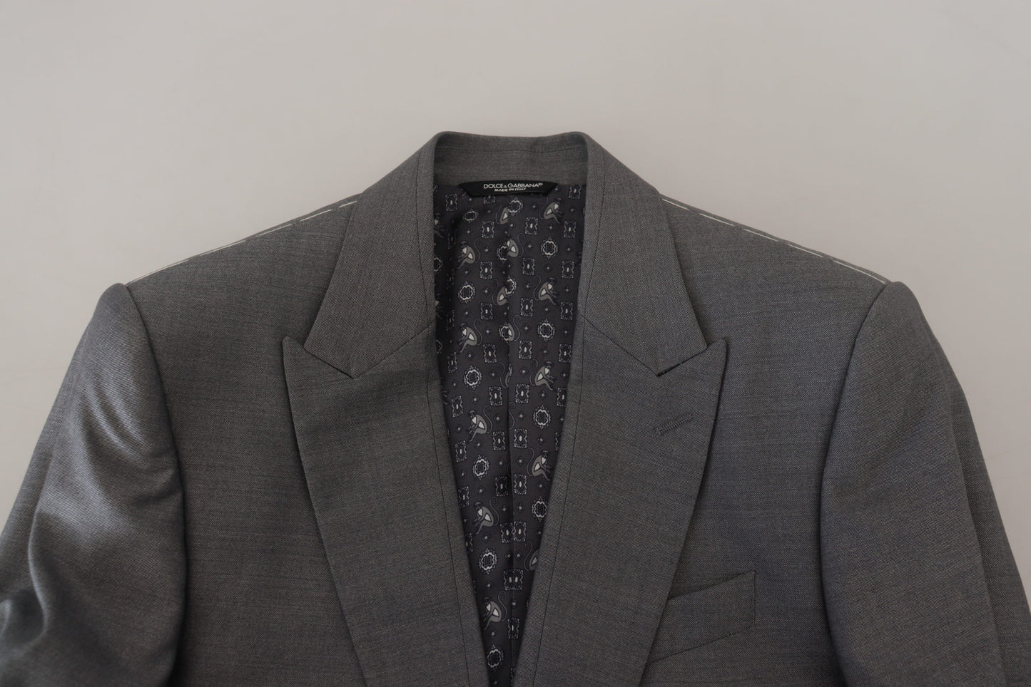Dolce & Gabbana Gray Wool Silk Slim Fit Jacket Blazer Dolce & Gabbana