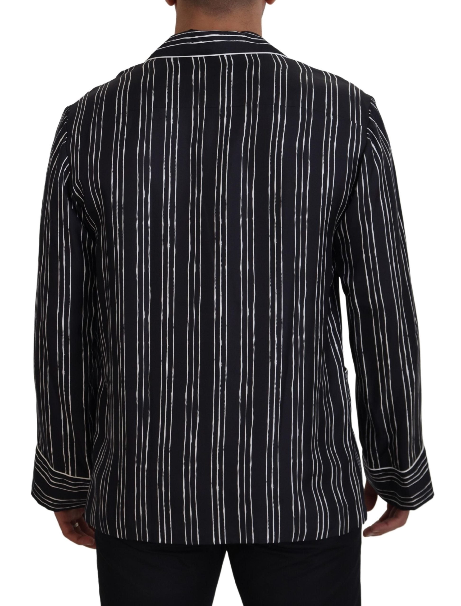 Dolce & Gabbana Blue Striped Silk Pajama Shirt Jacket Dolce & Gabbana