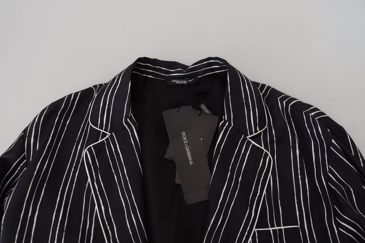 Dolce & Gabbana Blue Striped Silk Pajama Shirt Jacket Dolce & Gabbana