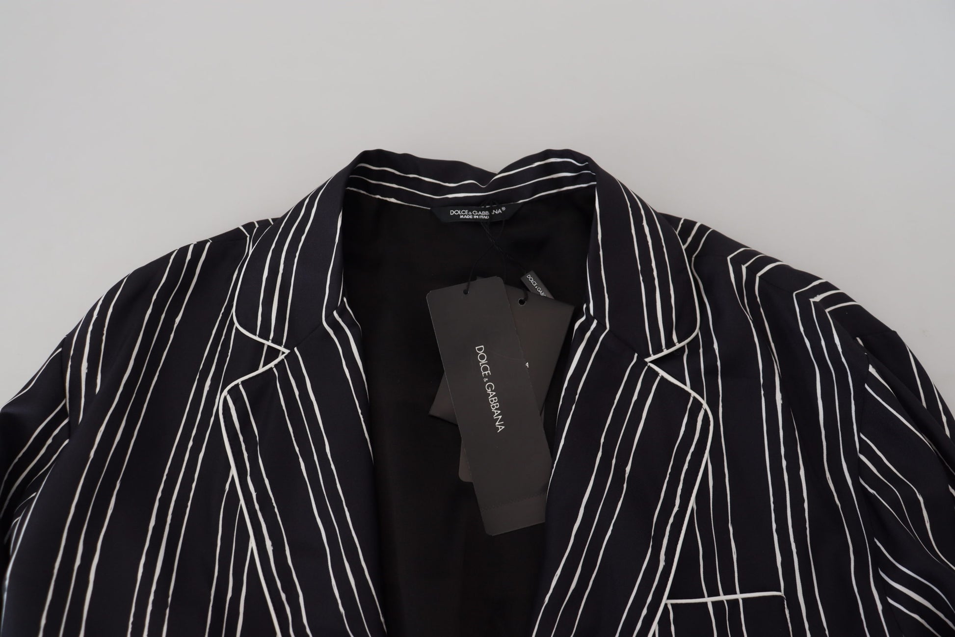 Dolce & Gabbana Blue Striped Silk Pajama Shirt Jacket Dolce & Gabbana