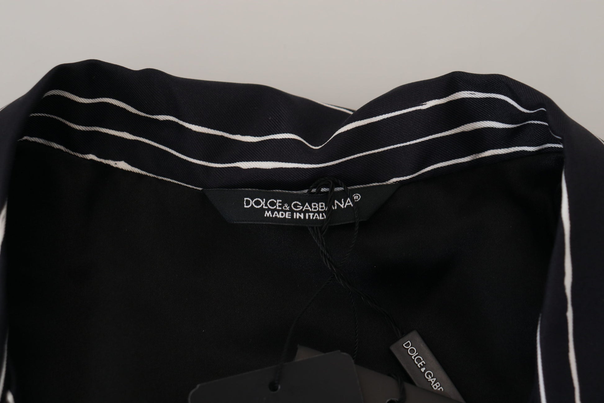 Dolce & Gabbana Blue Striped Silk Pajama Shirt Jacket Dolce & Gabbana