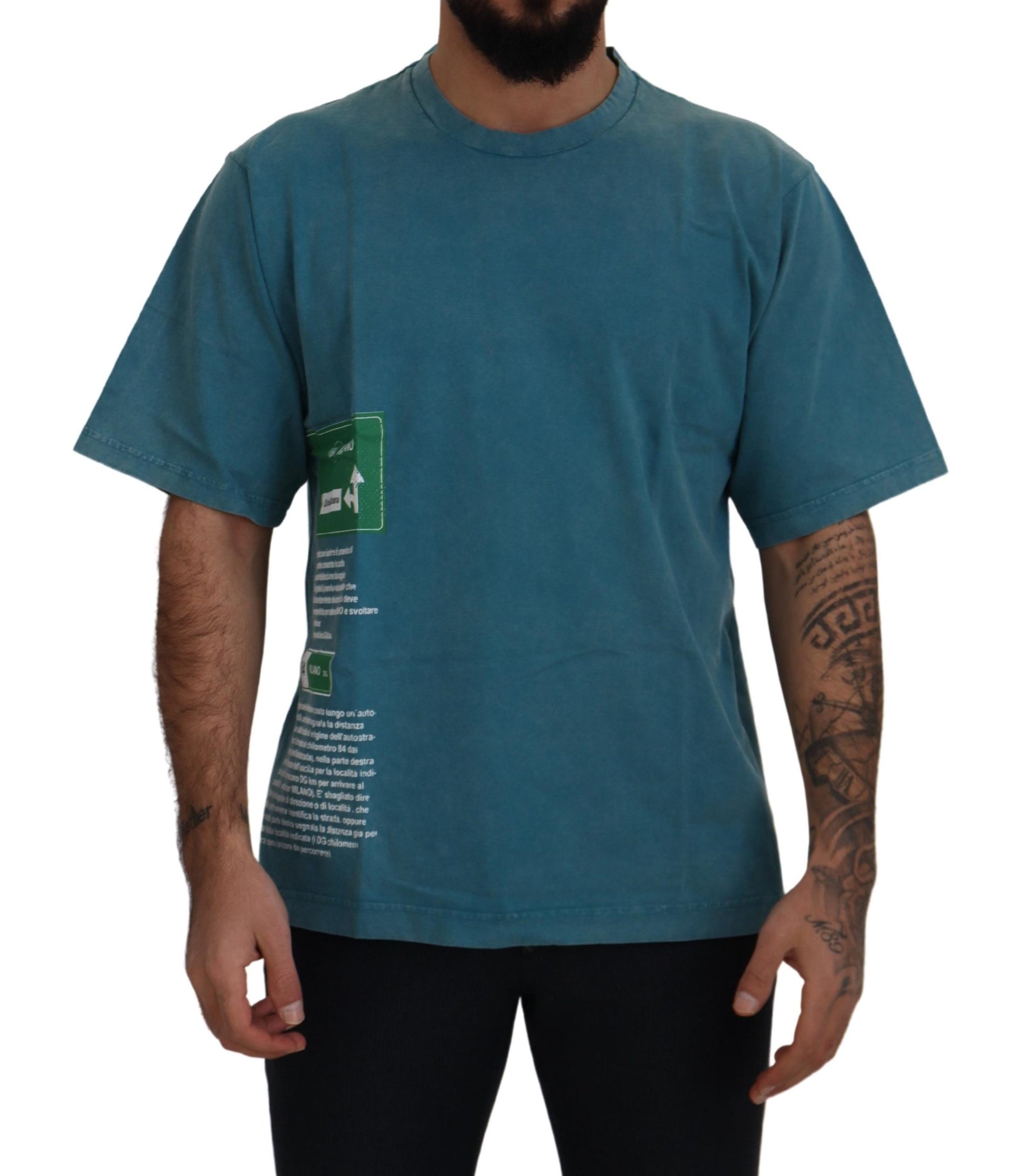 Dolce & Gabbana Blue Logo Print Crewneck Cotton T-shirt Dolce & Gabbana
