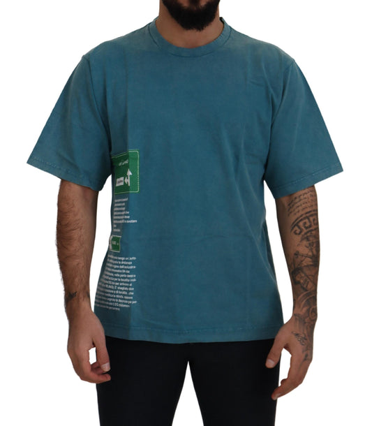Dolce & Gabbana Blue Logo Print Crewneck Cotton T-shirt Dolce & Gabbana