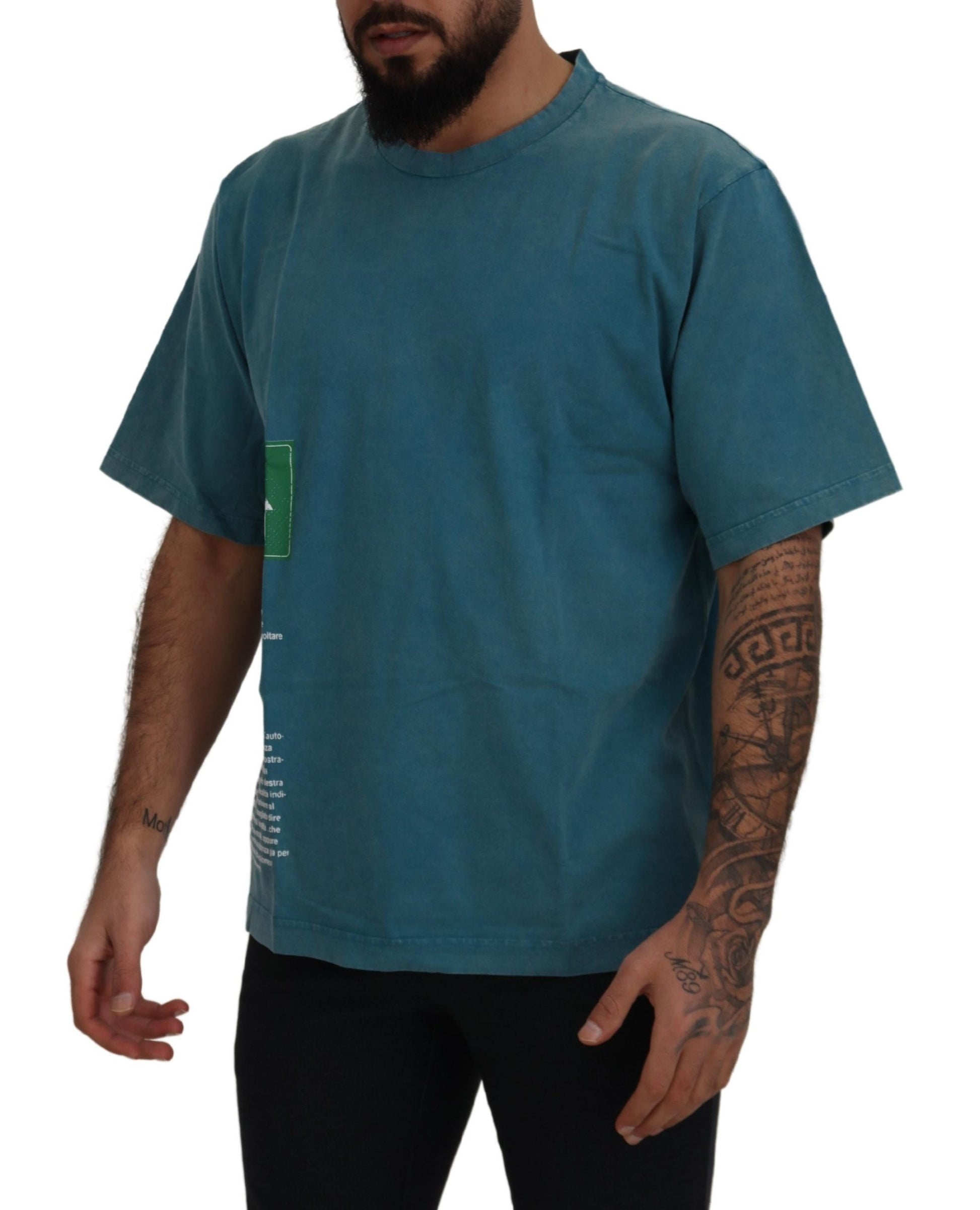 Dolce & Gabbana Blue Logo Print Crewneck Cotton T-shirt Dolce & Gabbana