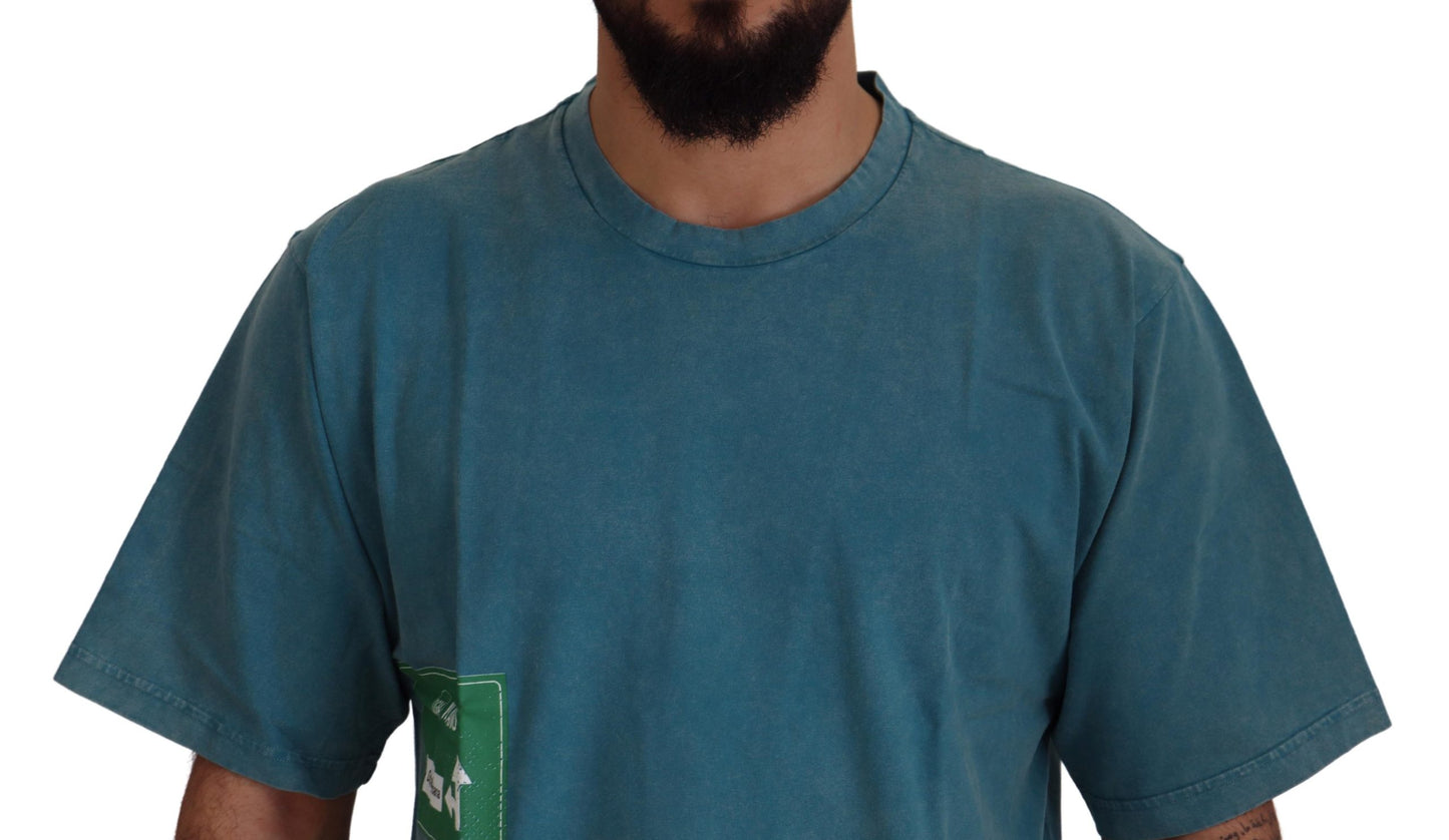 Dolce & Gabbana Blue Logo Print Crewneck Cotton T-shirt Dolce & Gabbana