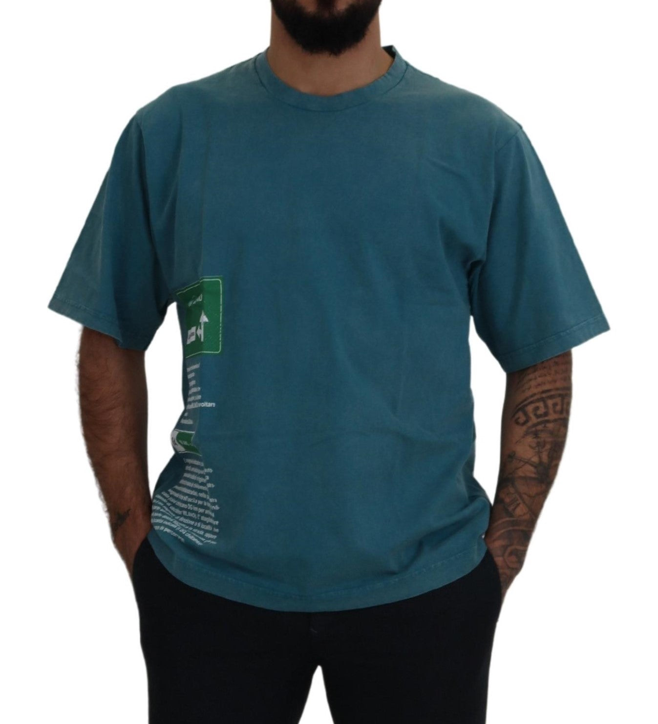 Dolce & Gabbana Blue Logo Print Crewneck Cotton T-shirt Dolce & Gabbana