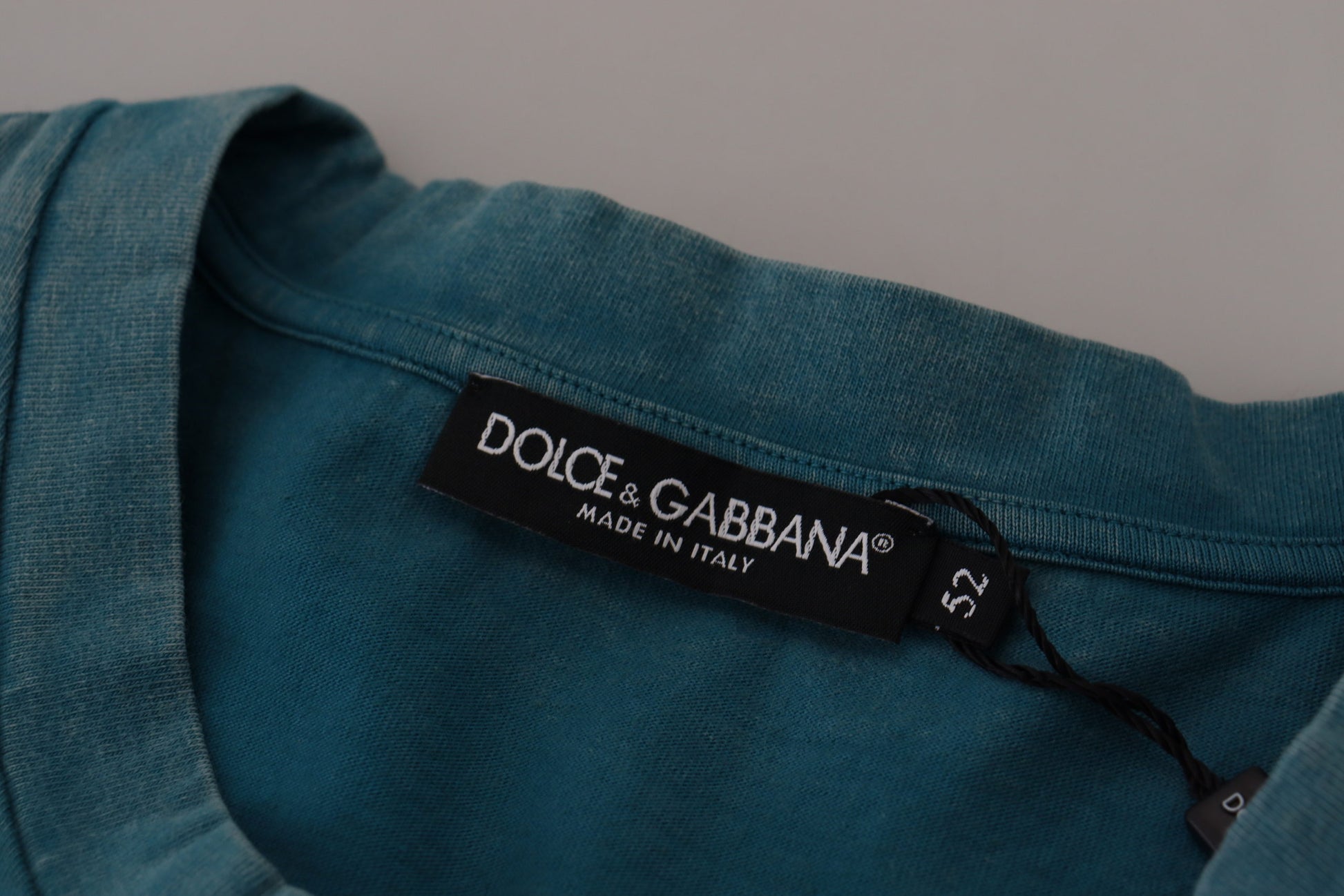 Dolce & Gabbana Blue Logo Print Crewneck Cotton T-shirt Dolce & Gabbana