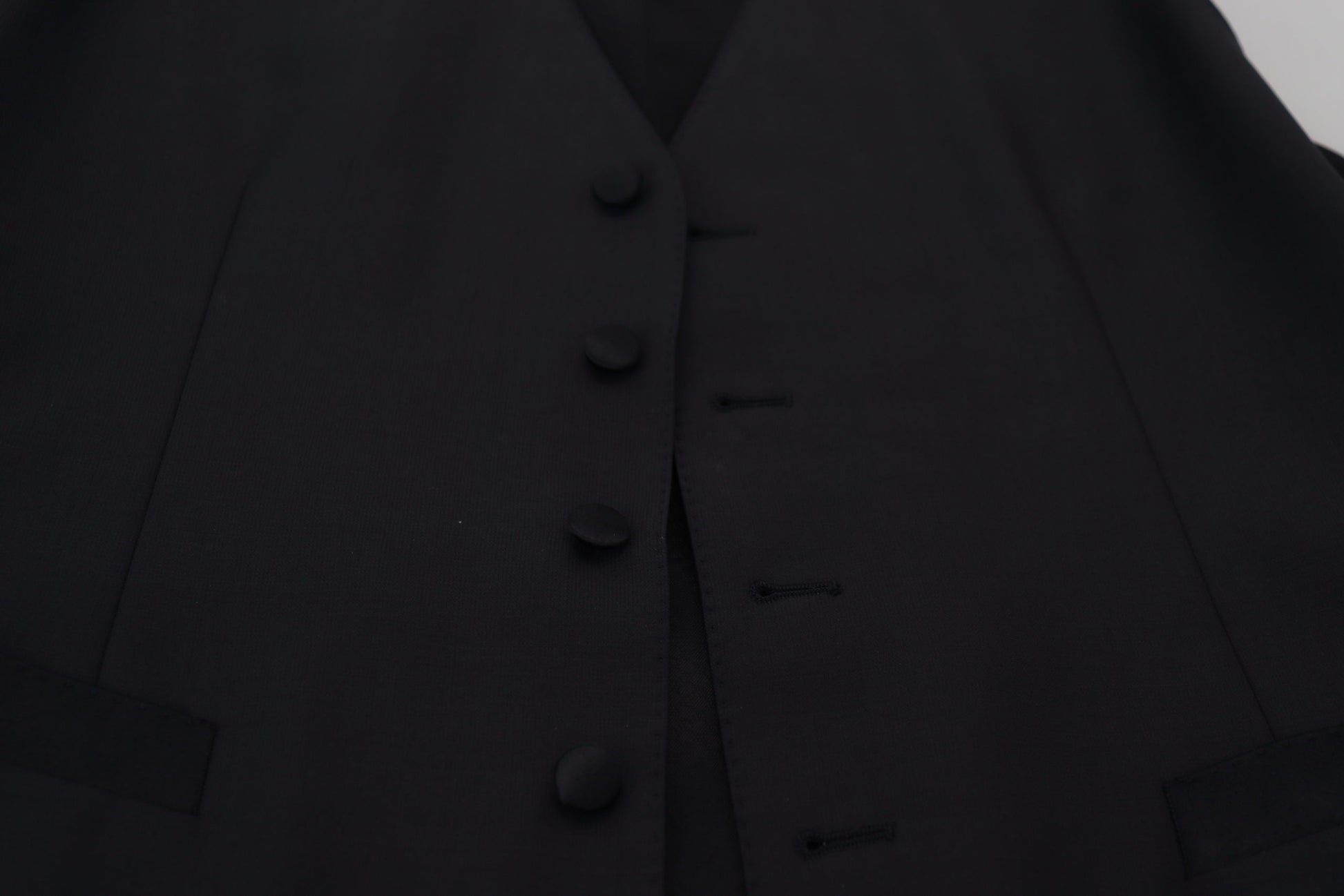 Dolce & Gabbana Black Wool Stretch Waistcoat Formal Vest Dolce & Gabbana
