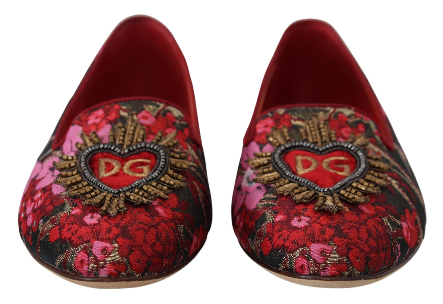 Dolce & Gabbana Multicolor Jacquard Sacred Heart Patch Slip On Shoes Dolce & Gabbana