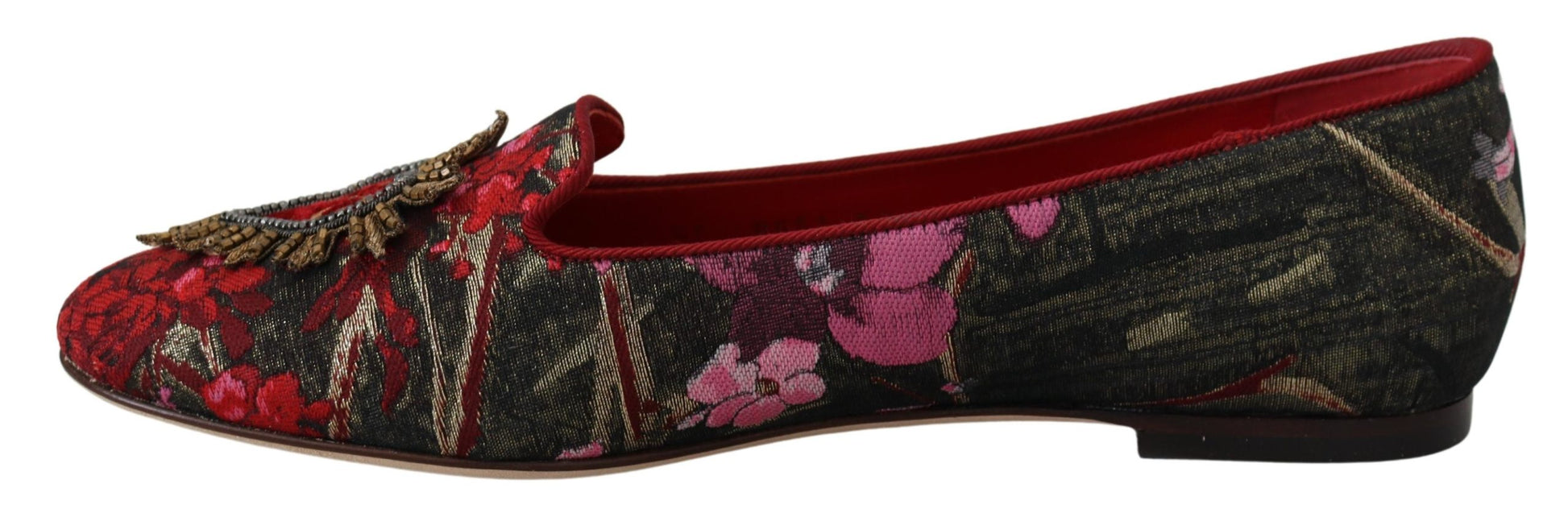 Dolce & Gabbana Multicolor Jacquard Sacred Heart Patch Slip On Shoes Dolce & Gabbana