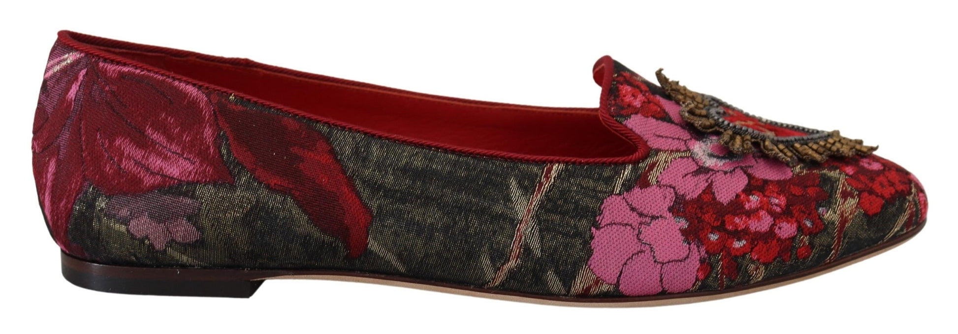 Dolce & Gabbana Multicolor Jacquard Sacred Heart Patch Slip On Shoes Dolce & Gabbana