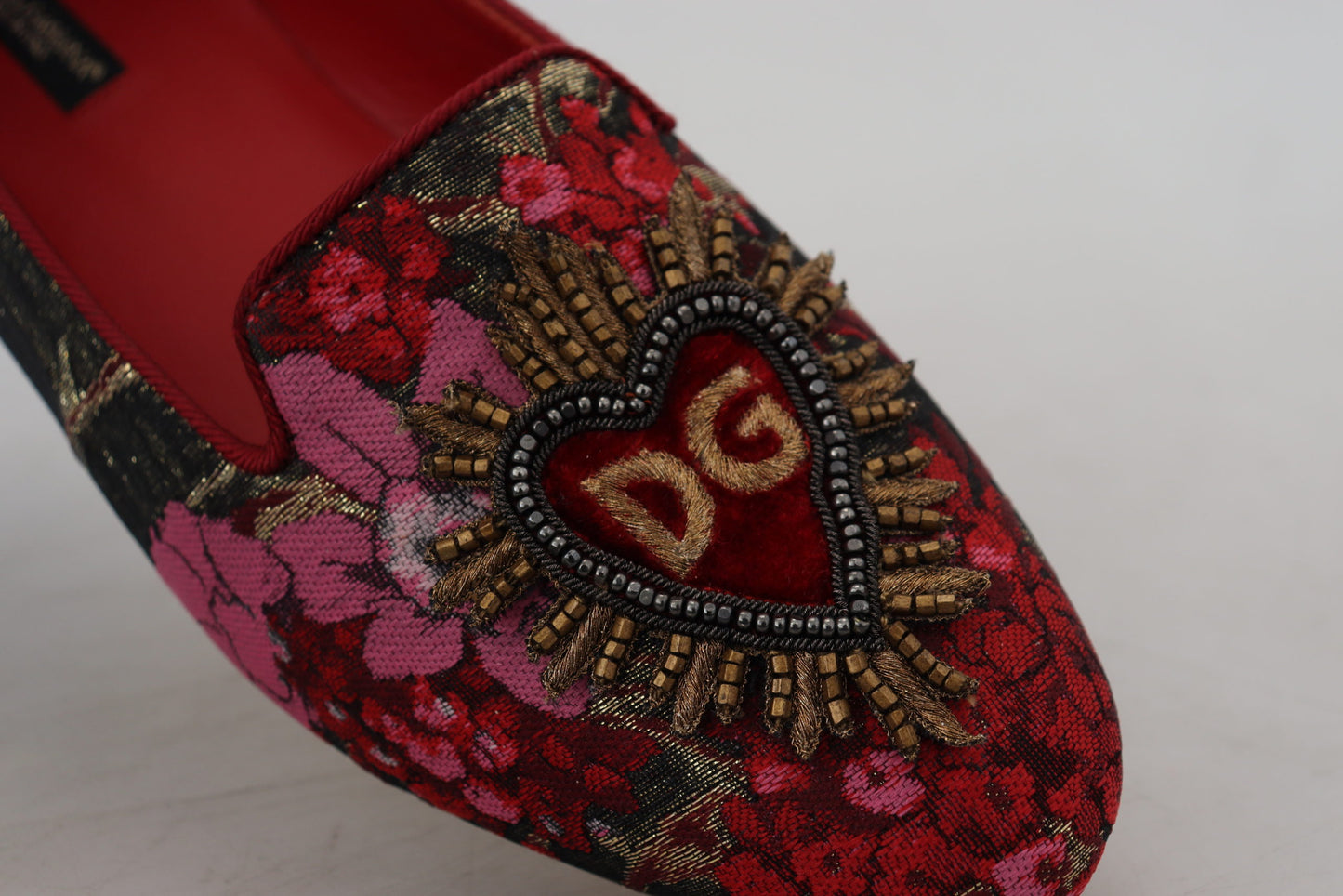 Dolce & Gabbana Multicolor Jacquard Sacred Heart Patch Slip On Shoes Dolce & Gabbana