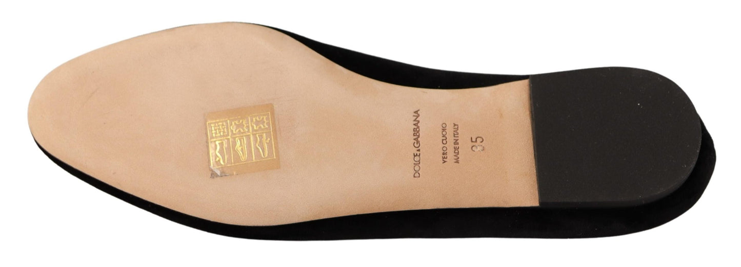 Dolce & Gabbana Black DG Sacred Heart Patch Slip On Flat Shoes Dolce & Gabbana