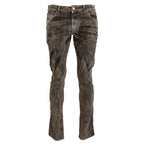 Acht Gray Washed Cotton Corduroy Slim Fit Men Jeans
