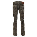 Acht Gray Washed Cotton Corduroy Slim Fit Men Jeans