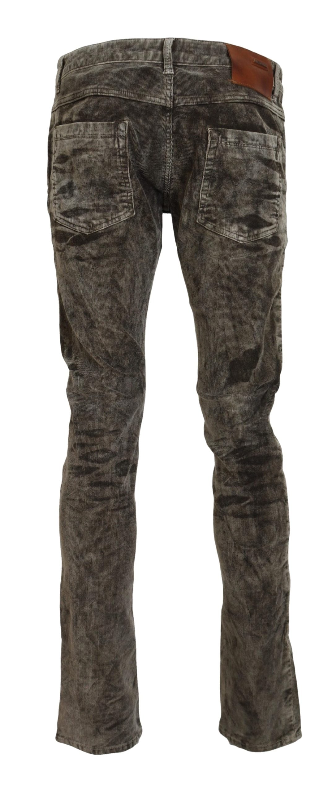 Acht Gray Washed Cotton Corduroy Slim Fit Men Jeans Acht