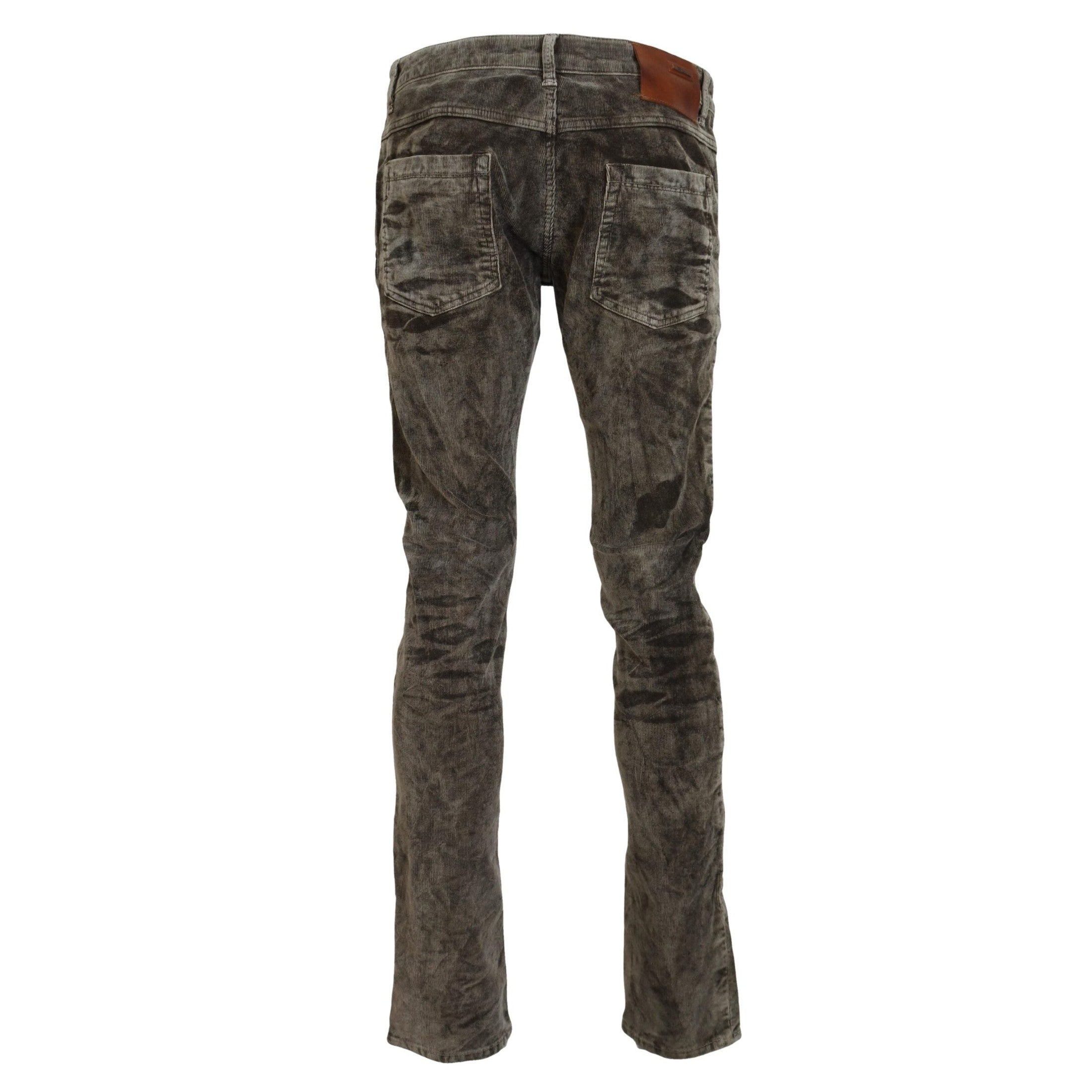 Acht Gray Washed Cotton Corduroy Slim Fit Men Jeans