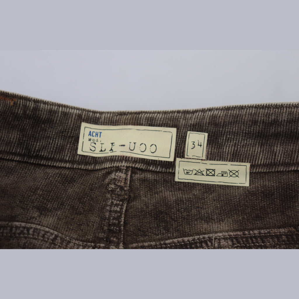 Acht Gray Washed Cotton Corduroy Slim Fit Men Jeans