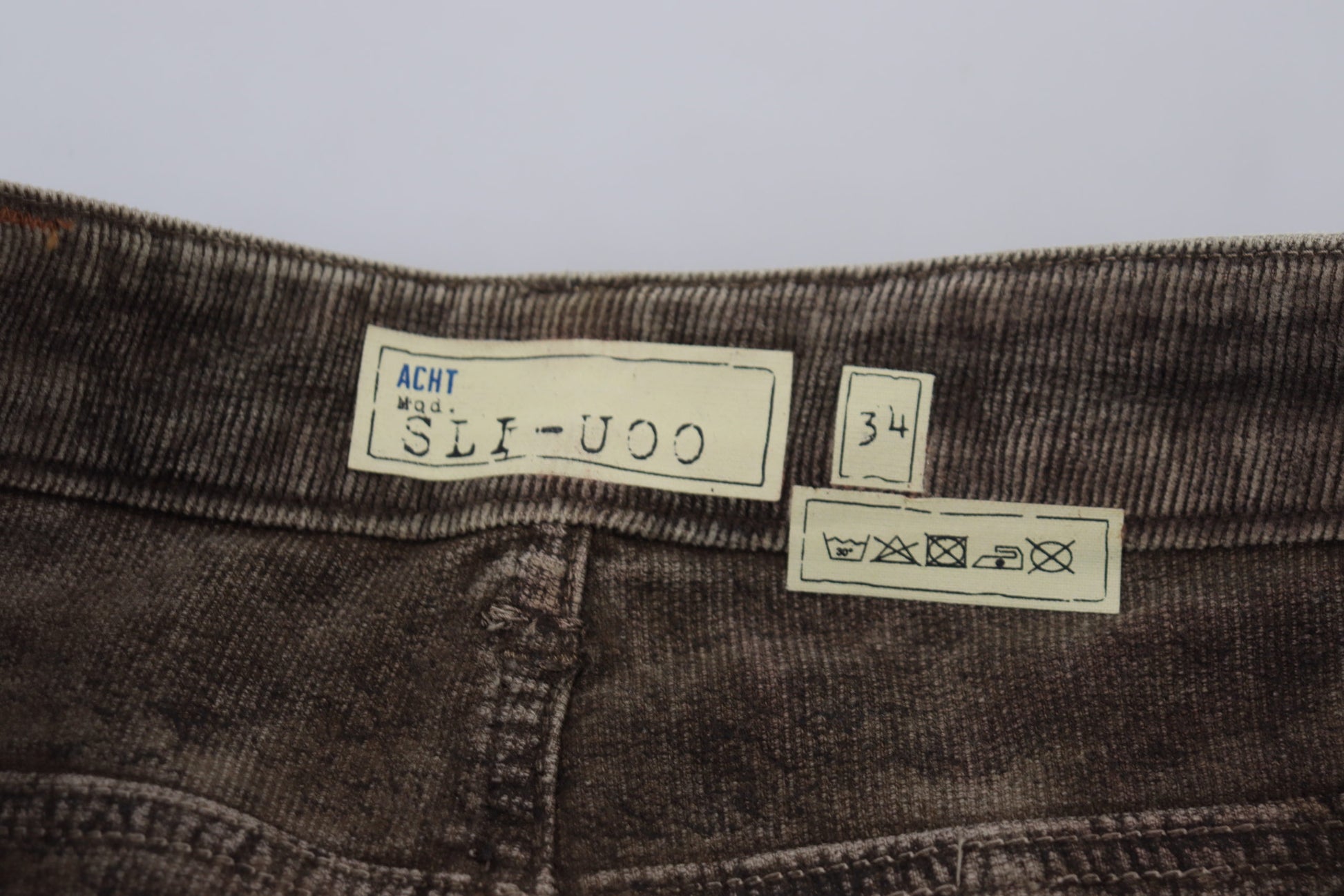 Acht Gray Washed Cotton Corduroy Slim Fit Men Jeans Acht
