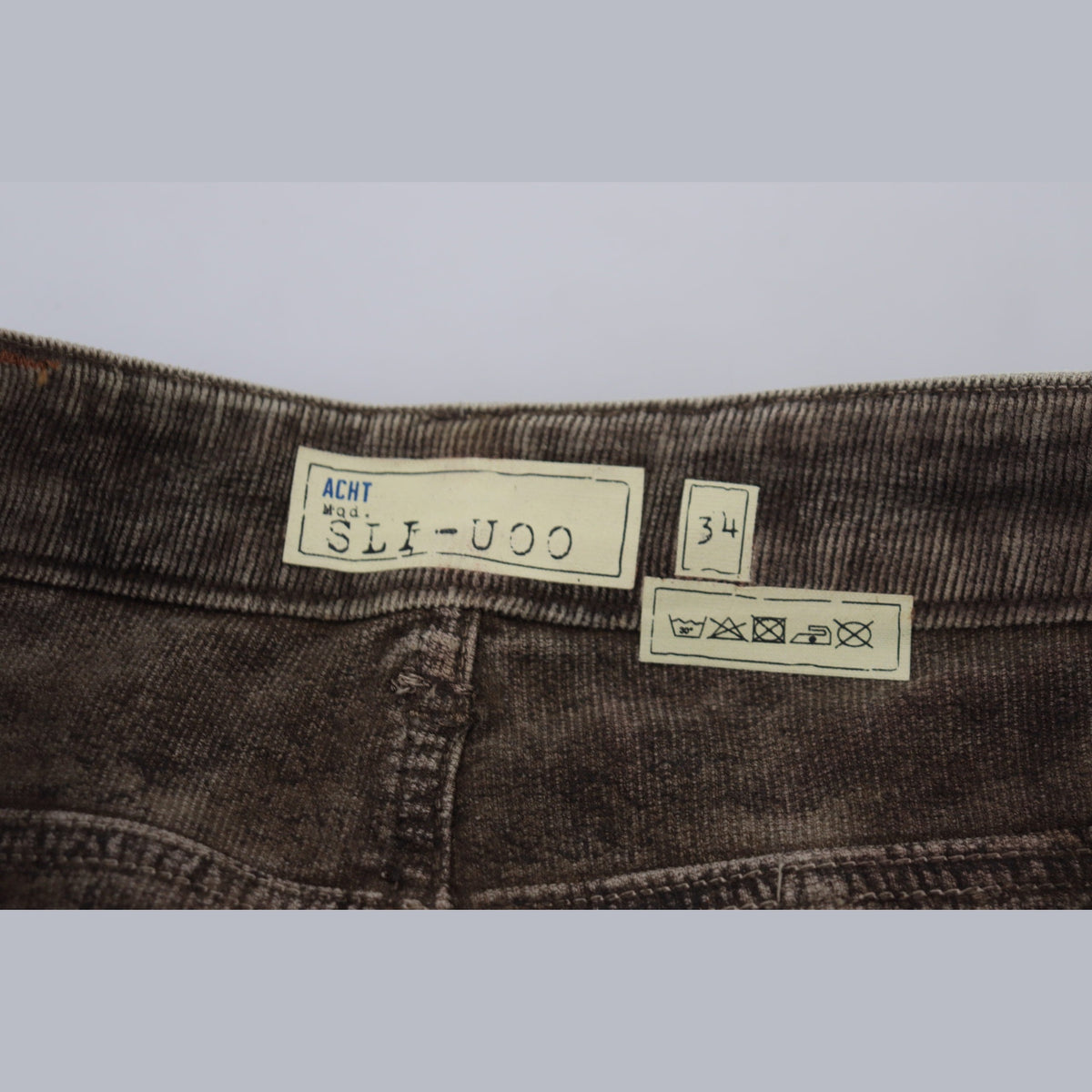 Acht Gray Washed Cotton Corduroy Slim Fit Men Jeans