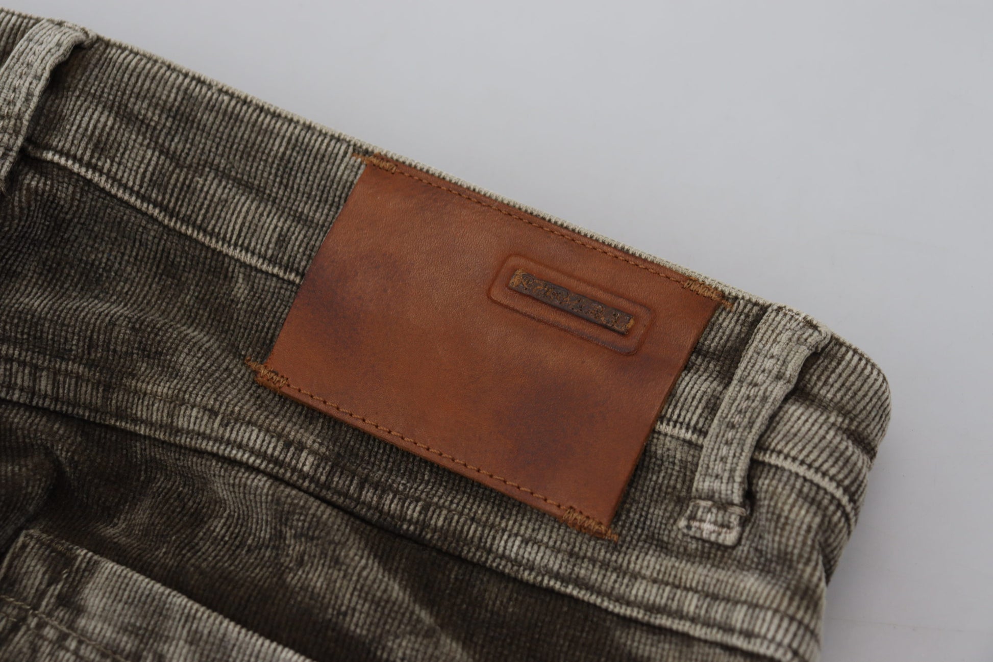 Acht Gray Washed Cotton Corduroy Slim Fit Men Jeans Acht