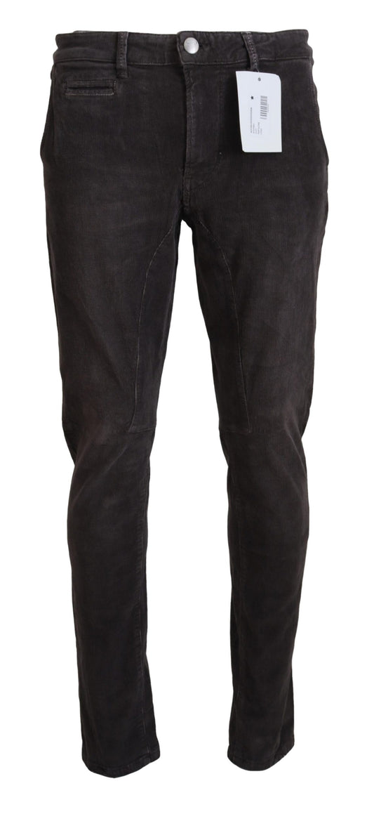 Acht Brown Cotton Straight Fit Men Casual Pants Acht