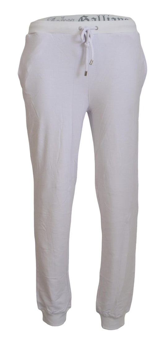 John Galliano White Cotton Logo Mens Jogger Pants John Galliano