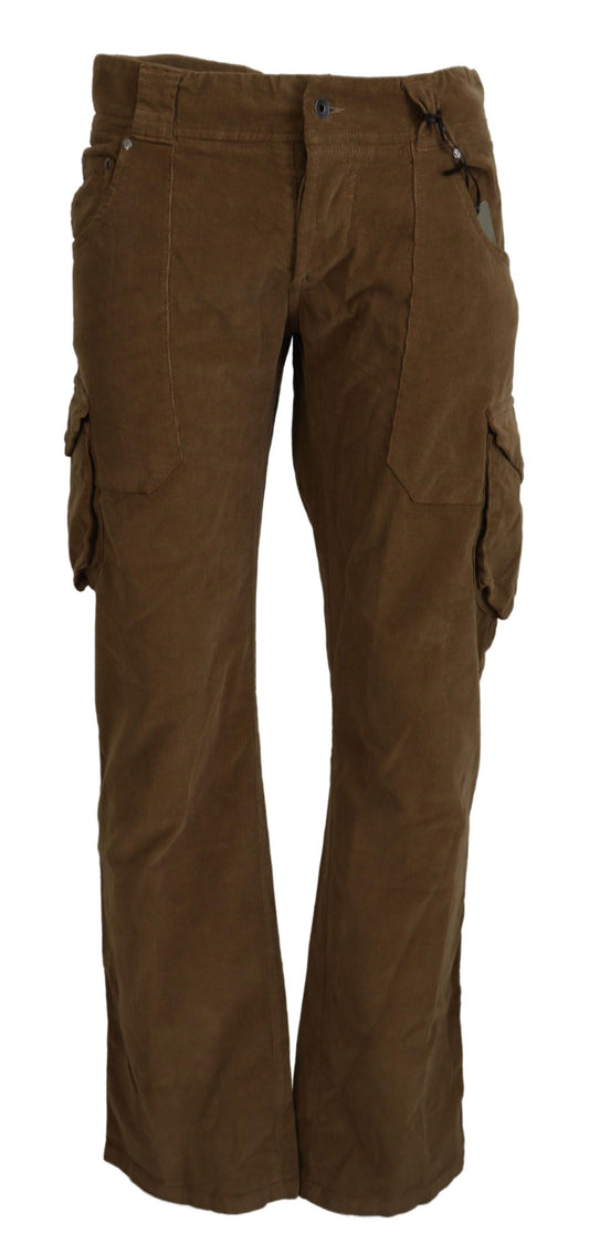 Ermanno Scervino Brown Cotton Corduroy Cargo Pants Ermanno Scervino