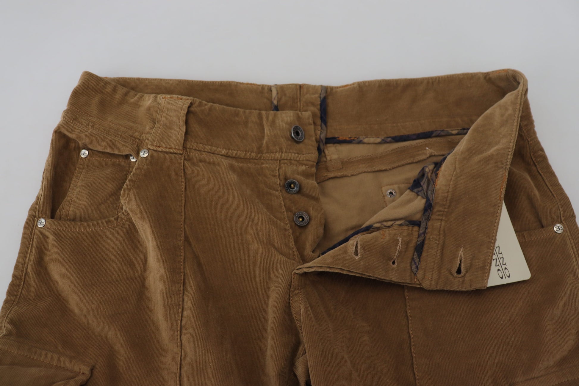 Ermanno Scervino Brown Cotton Corduroy Cargo Pants Ermanno Scervino