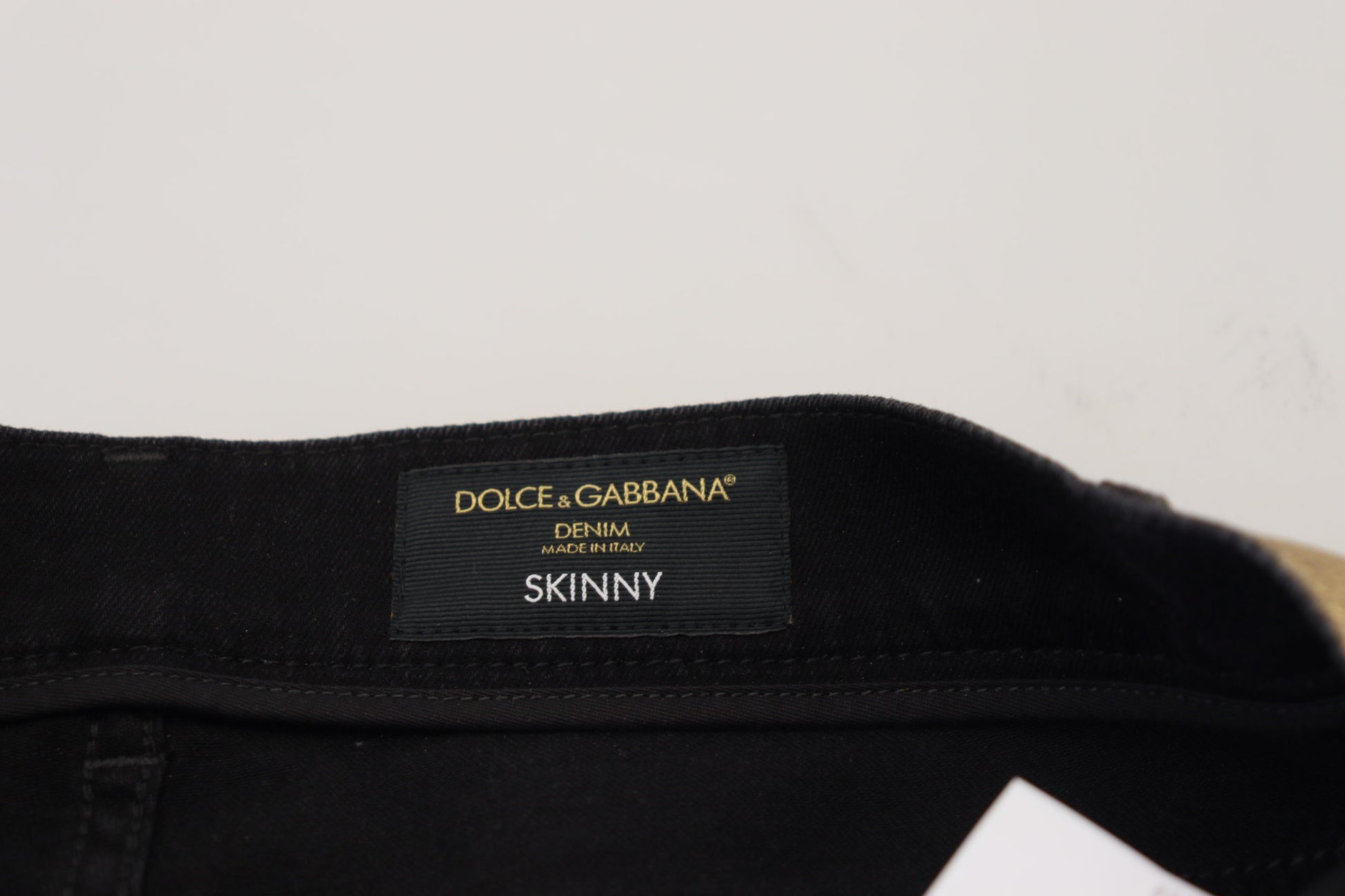 Dolce & Gabbana Gold Cotton Tattered Skinny Men Denim Jeans Dolce & Gabbana