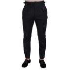 Dolce & Gabbana Black Wool Striped Chino Pants